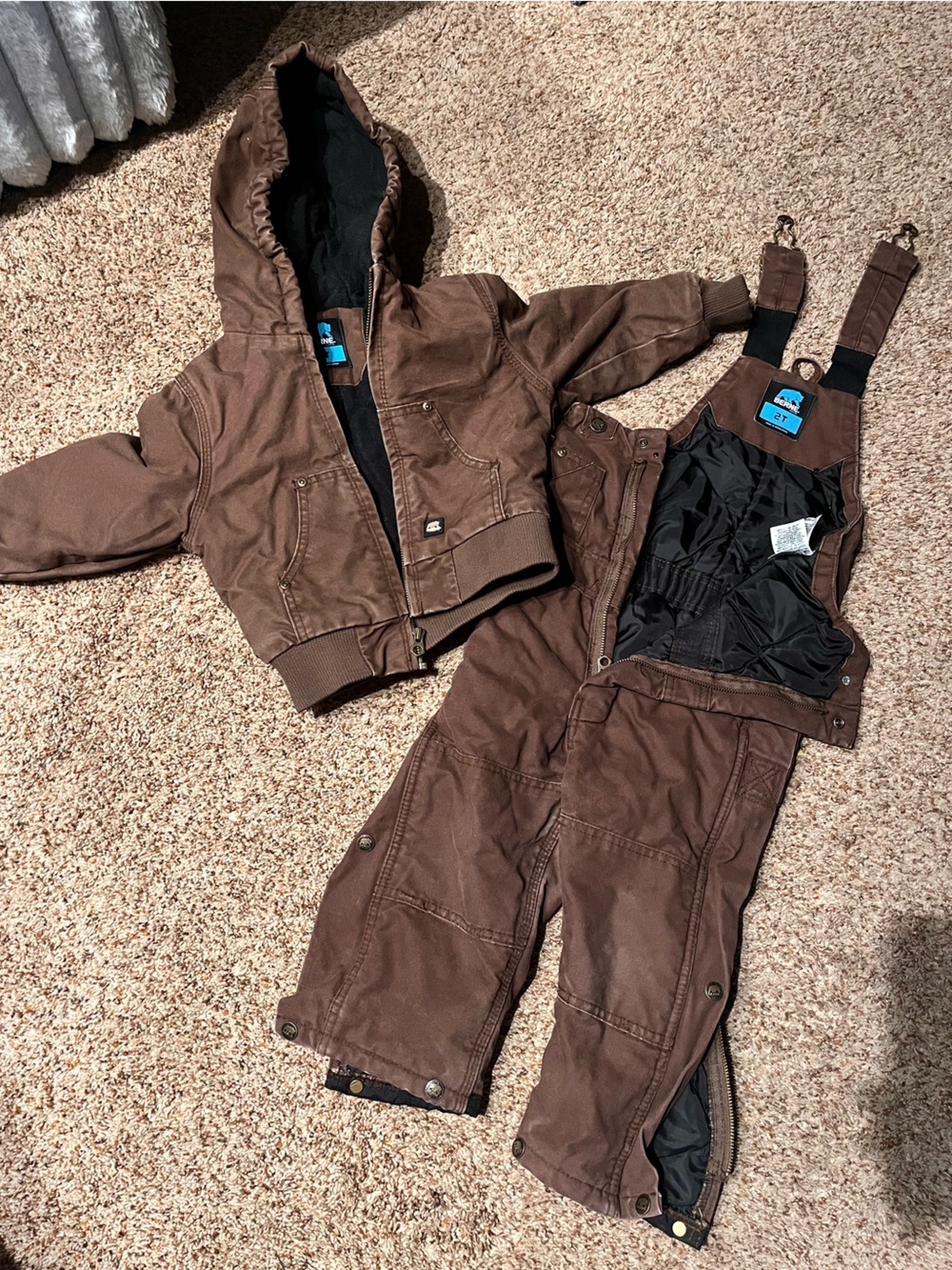 Berne Heavy duty Hooded Jacket and Bib Snow Pants Set - Brown